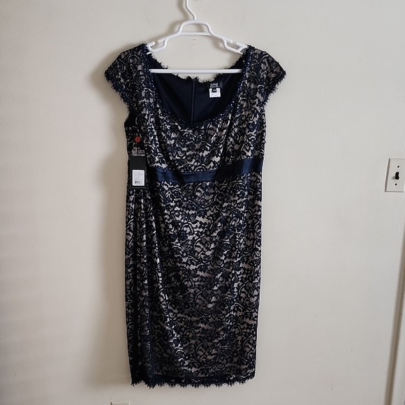 Tadashi Shoji Dresses & Skirts - Todashi Collection Too Elegant Navy Lace Midi Dress Womens 22Q